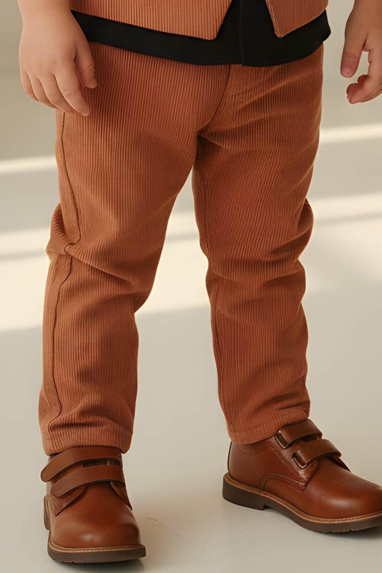 Boys Brown Waistcoat Suit Set with Bow Tie