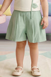 Girls Cream and Mint Green Floral Applique Top with Shorts Co Ord Set