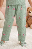 Girls Sage Green Floral Print Night Suit Set