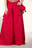Rani Pink Embroidered Palazzo Set with Dupatta for Girls