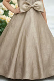 Fawn Shimmer Bow Detail Party Gown For Girls