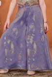 Girls Purple Embroidered Palazzo Set With Dupatta