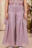 Lavender Embroidered Palazzo Set With Dupatta For Girls