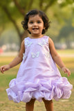 Lavender Party Wear Frock with 3D Butterfly Appliqués and Bubble Hemline For Girls