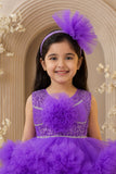 Purple Sequined Ruffled Party Wear Frock for Girls