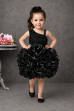 Black One-Shoulder Ruffle Party Wear Frock