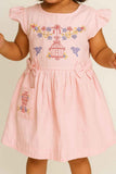 Pink Embroidered Cotton Frock for Girls