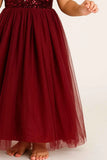 Maroon Sequins Embellishment Party Wear Gown For Girls