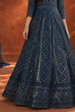 Navy Blue Sequined Long Ethnic Gown For Girls