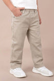 Cream Solid Casual Pant