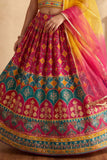 Multicolor Embroidered Lehenga Choli Set with Dupatta