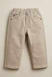 Cream Solid Casual Pant