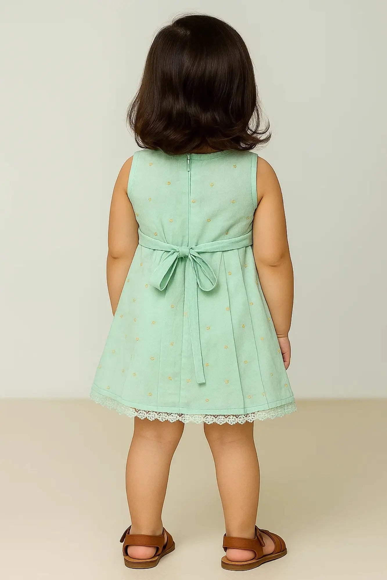 Mint Green Sequin Embroidered Dress for Girls