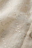 Fawn Geometric Thread Embroidered Pure Linen Kurta