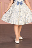Cream Frock With Blue Sequin Overcoat For Girls