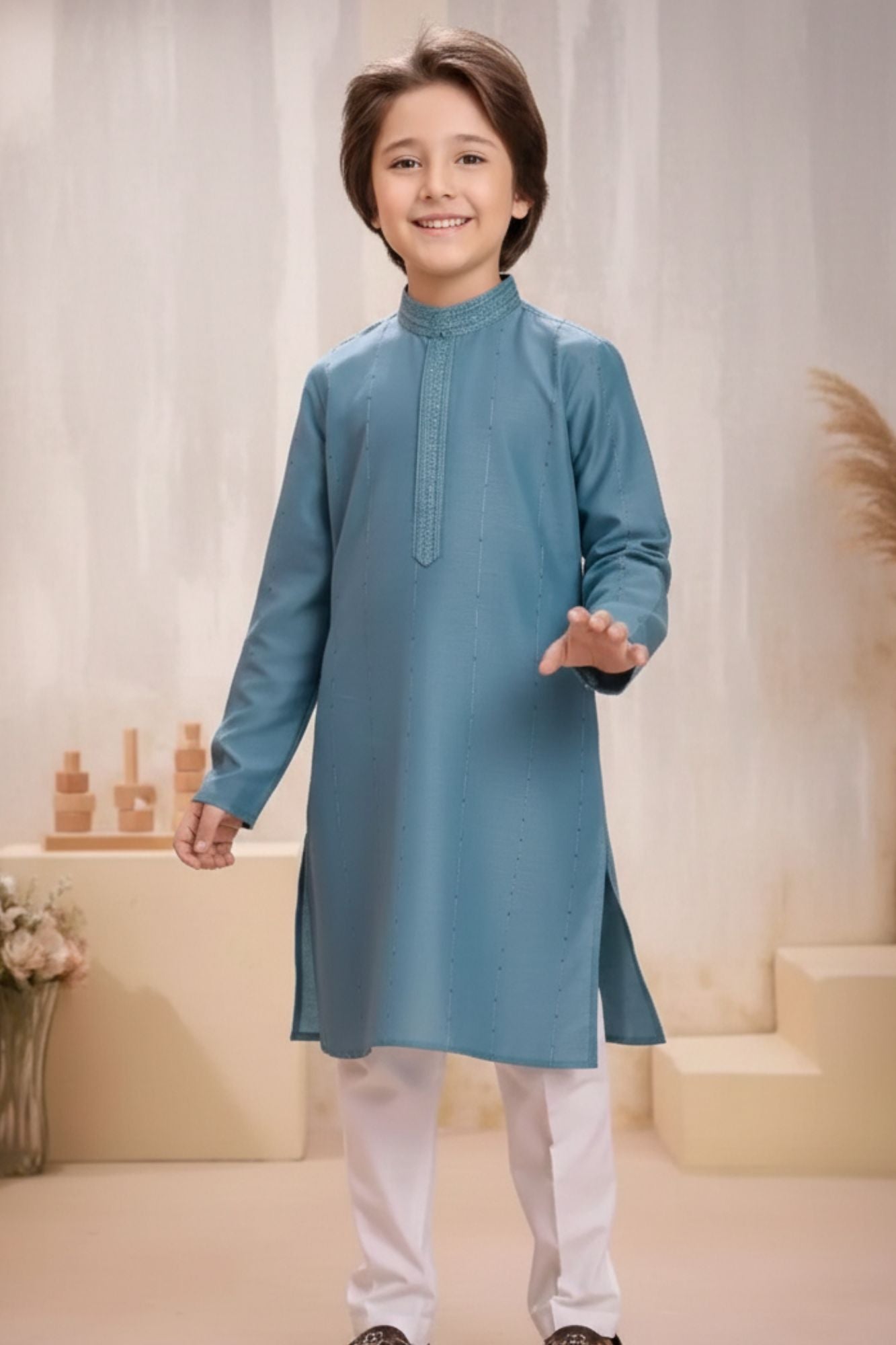 Classic Firozi Kurta Pajama Set For Boys