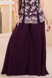 Wine Embroidered Georgette Palazzo Set For Girls