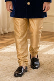 Boys Royal Navy Blue Velvet Sherwani Set
