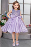Lavender Sequin Embellished Frock For Girls