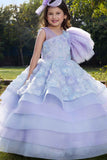 Sky Blue Floral Embellished With Pearl Work Party Wear Gown For Girls