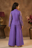 Purple Palazzo Set with Embroidered Jacket For Girls