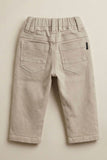 Cream Solid Casual Pant