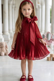 Maroon Pleated Party Wear Frock for Girls