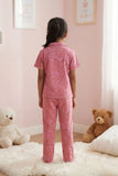 Girls Pink Floral Print Night Suit Set