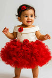 Red Floral Ruffle Party Frock For Girls