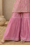 Lavender Paisley-Inspired Floral  Embroidered Sharara Set with Dupatta