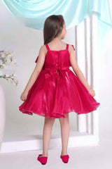 Rani Pink Floral Embellished Party Wear Frock For Girls