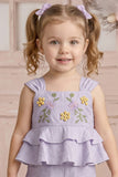 Girls Lavender Embroidered Peplum Top with Palazzo Pants Co Ord Set