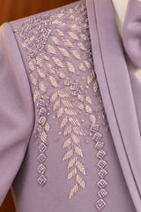 Boys Lavender Embellished Coat Suit With Waistcoat And Bow Tie