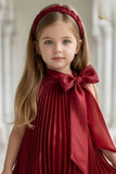 Maroon Pleated Party Wear Frock for Girls