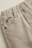 Cream Solid Casual Pant