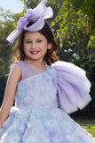 Sky Blue Floral Embellished With Pearl Work Party Wear Gown For Girls