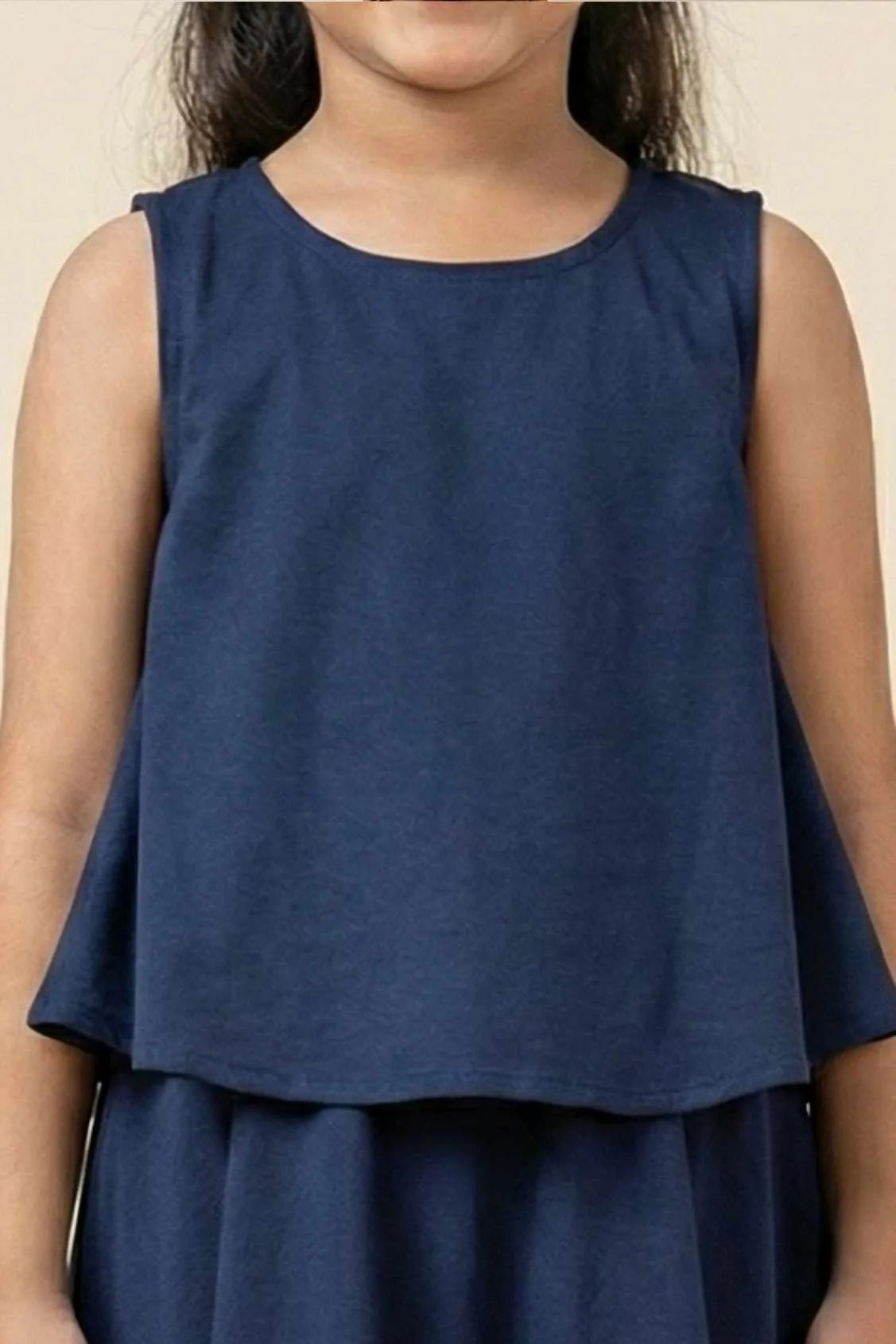 Navy Blue High-Low Gown For Girls