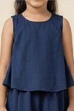 Navy Blue High-Low Gown For Girls