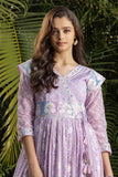 Lavender Embroidered And Sequin Gown With Potli Bag For Girls