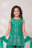 Emerald Green Embroidered Kurti Palazzo Set for Girls