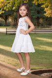 White Hakoba And Embroidered Casual Cotton Frock For Girls