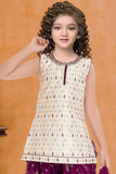 Cream and Wine Patiala Set With Embroidered Kurti And Dupatta For Girls