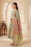 Girls Mint Green  Kurta Set With Dupatta