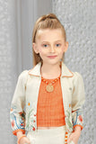 Sunshine Blossom Ivory & Orange Floral Set For Girls