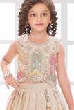 Fawn Embroidered Lehenga Choli Set For Girls