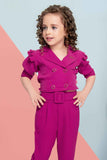 Trendy Pink Monochrome Co ord set with Double Breasted Top For Girls - Lagorii Kids