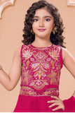 Rani Pink Sequins Work With Thread Embroidery For Palazzo Set For Girls