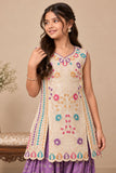 Lavender Embroidered Patiala Set with Dupatta For Girls