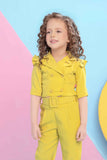 Trendy Mustard Monochrome Co ord set with Double Breasted Top For Girls - Lagorii Kids