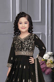 Designer Black Gown With Embroidery Work For Girls - Lagorii Kids
